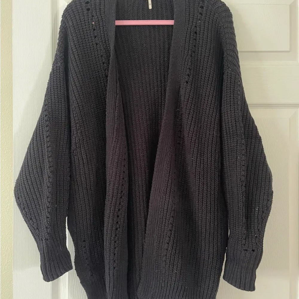 Free People Black Knit Cardigan
